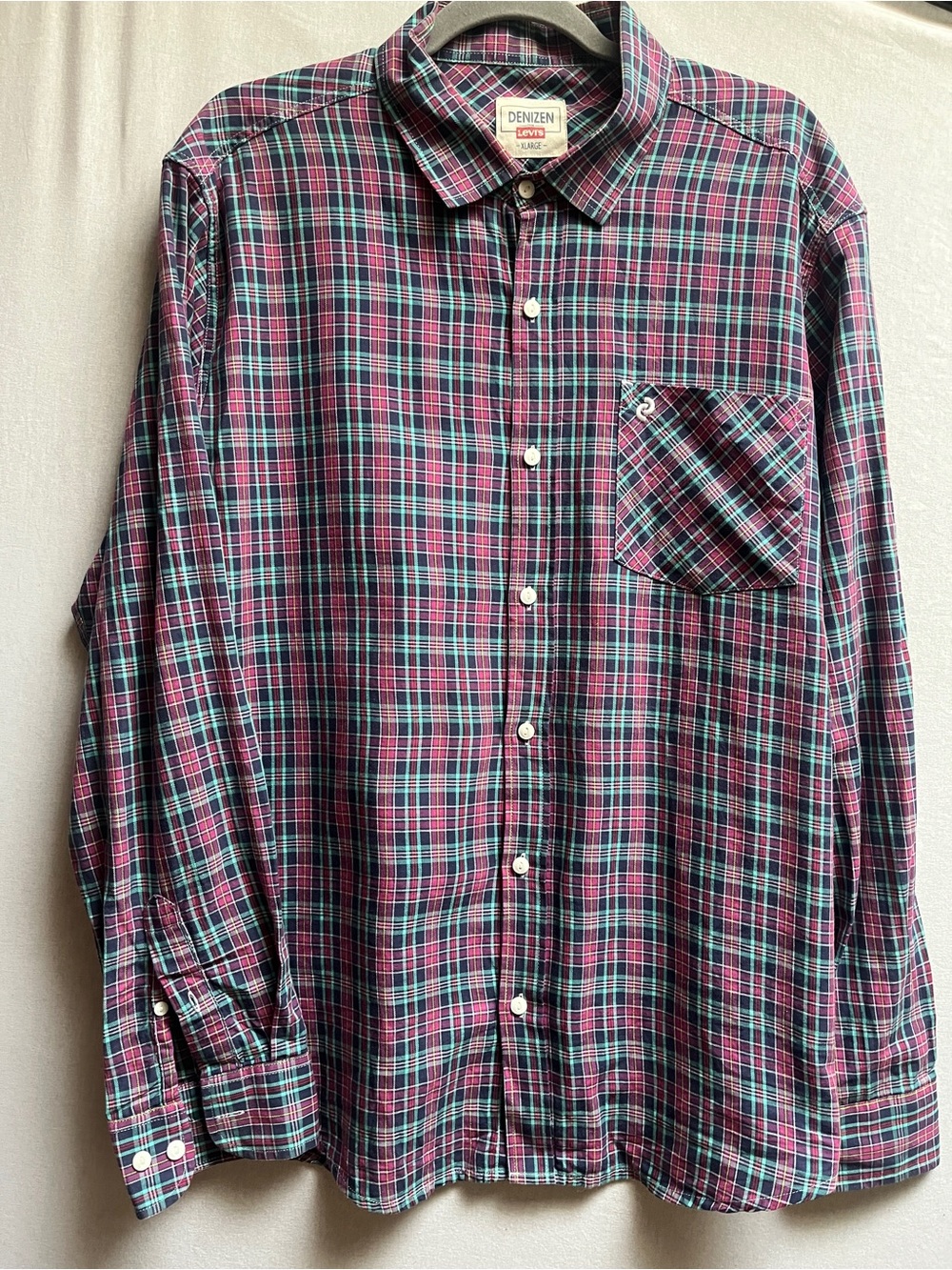 Levi's Denizen Mens Plaid Button Up Shirt Long Sleeve XL